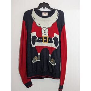 Daisy Boutique Men’s Ugly Christmas Santa Sweater Beard Navy Blue Red Size S